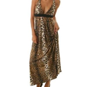 Long Leopard Print Halter Dress by Baby Phat